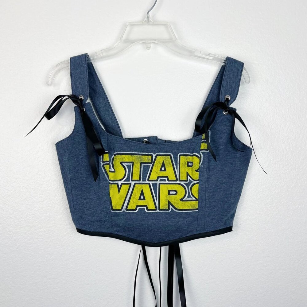 Hand Crafted Navy Blue Star Wars Corset Top – Bold Retro Vibes